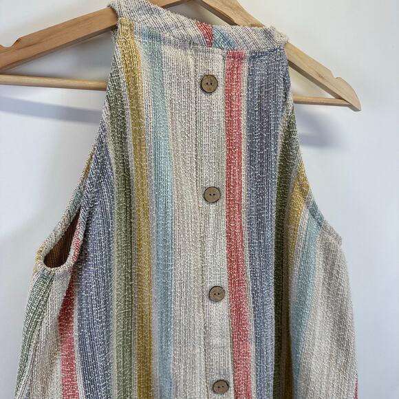 W5 Multicolored Vertical Stripe Button Back Womens Halter Tank Top Size Large - Picture 8 of 11